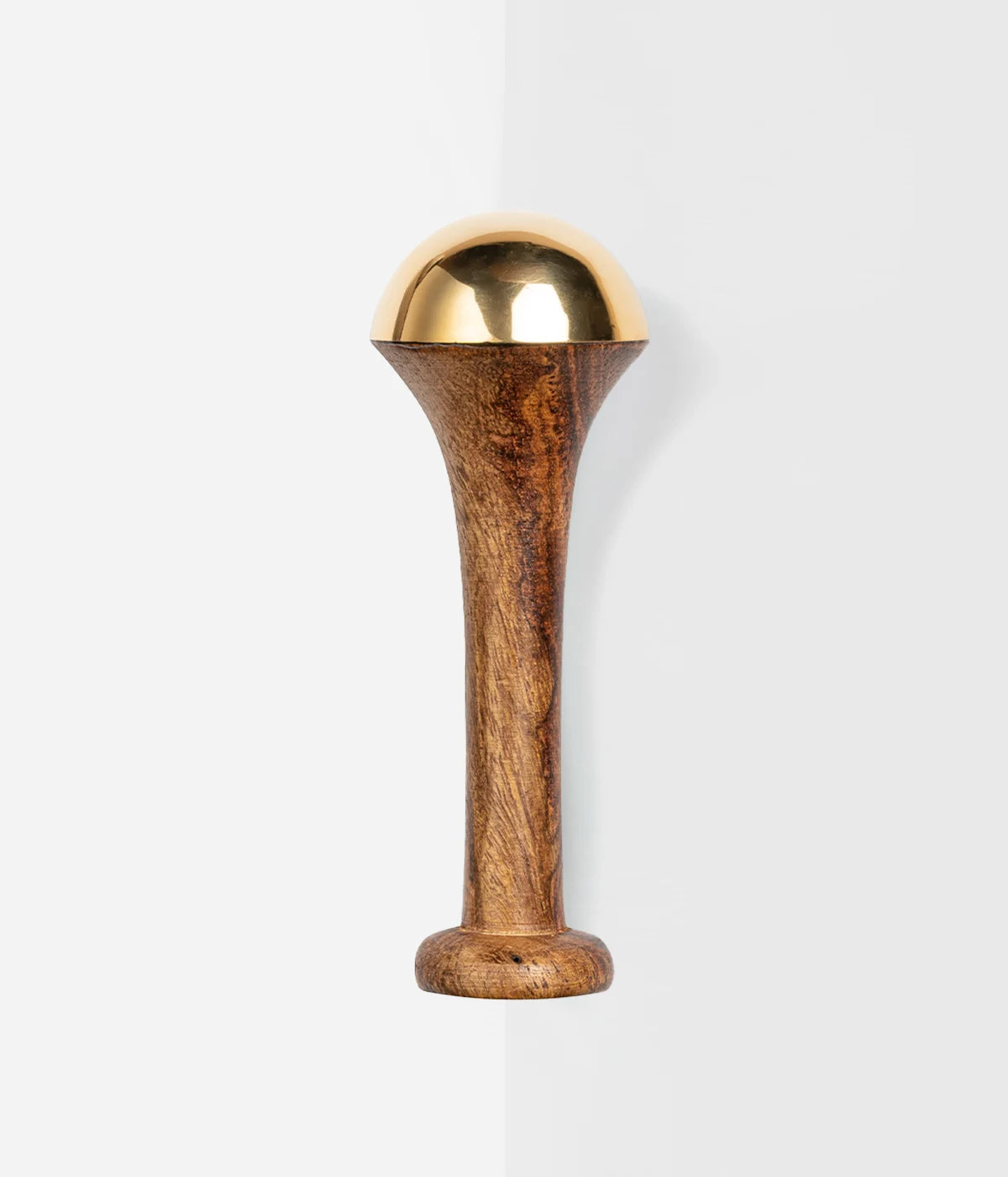 Image of Pure Kansa bronze metal cap for alkalizing and detoxing facial skin
and-carved wooden handle of traditional Ayurvedic Kansa Wand